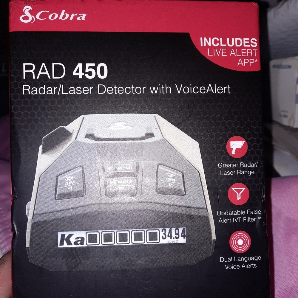 Cobra RAD 450 Laser Radar Detector Long Range, False Alert Filter, Voice Alert &
